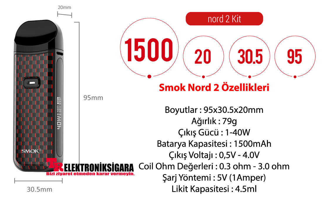 Smok Nord 2 40W Pod Mod Elektronik Sigara 4.5ML
